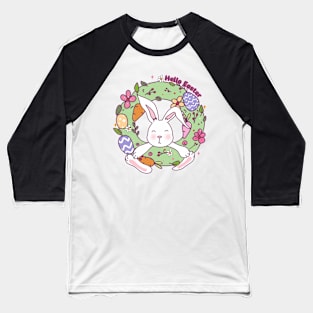 hello easter wreath bunny Baseball T-Shirt